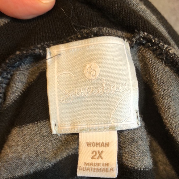 Sunday Striped cowl neck lightweight sweater 2x - Picture 4 of 6